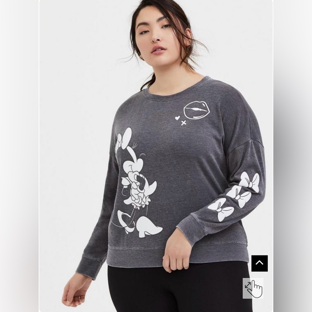 NWOT Torrid Disney Charcoal Grey Crewneck Minnie Mouse